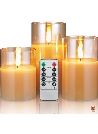 LED Flameless Candles – Battery Operated Real Pillar Wax with Flickering Moving Wick Effect, Gold Halloween Glass Candle Set with Remote Control & Cycling Timer, 3-Pack (10cm, 12.5cm, 15cm) - pzsku/Z0BC1B5905C6035053AB7Z/45/_/1732273321/a964db6a-fed2-4728-b42f-a28e521699e3