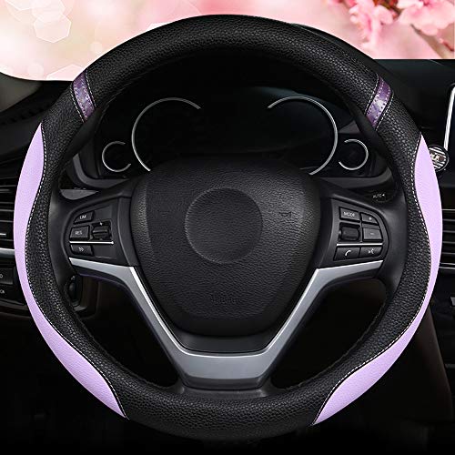 Cxtiy Universal Leather Steering Wheel Cover for Women Steering Wheel Cover for Car 15 inch (Lilac Color) - Image 3