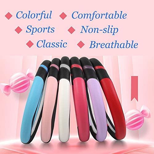Cxtiy Universal Leather Steering Wheel Cover for Women Steering Wheel Cover for Car 15 inch (Lilac Color) - Image 4