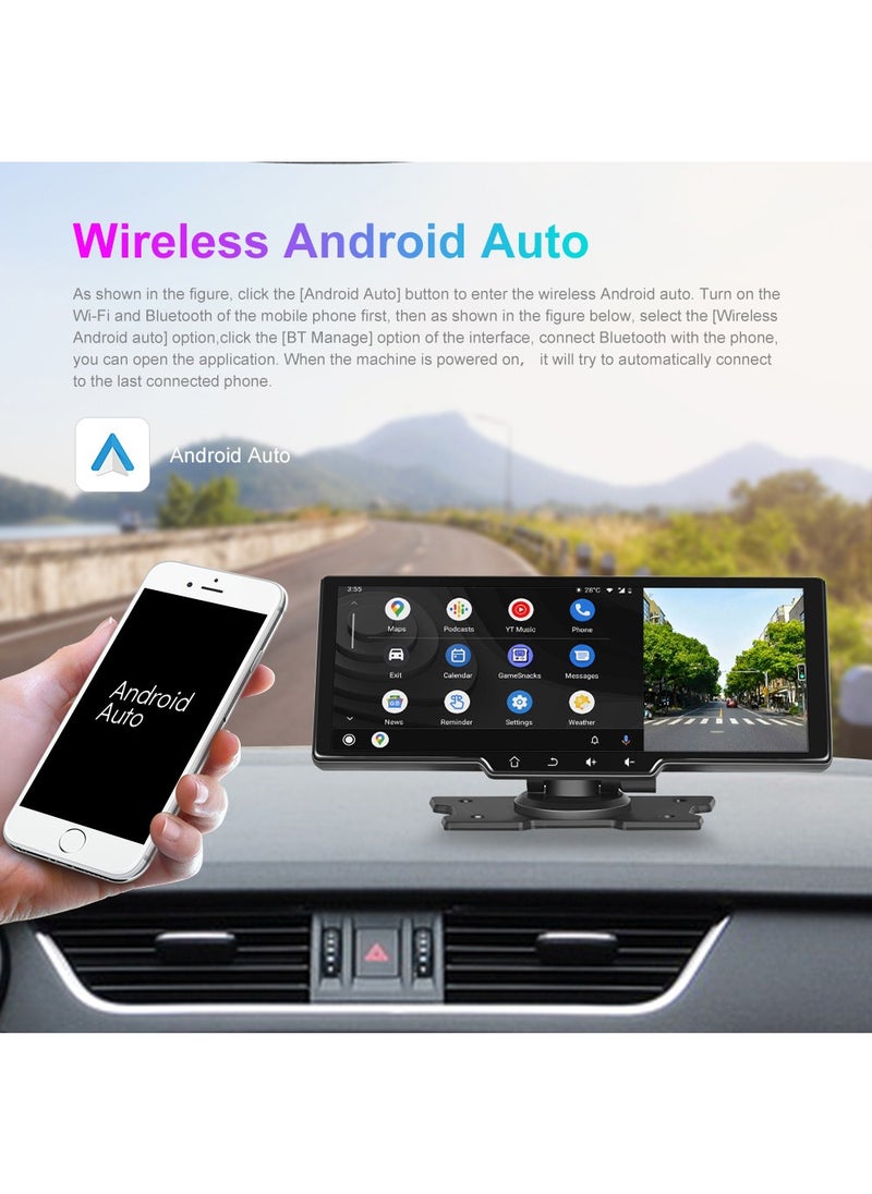 OULIYO - Wireless Apple Carplay Car Stereo,Portable 10.26 Inch Touch Screen Android Auto,4K Dash Cam,1080p Backup Camera DVR,Drive Mate Carplay Navigation with Mirror Link/Siri/FM/Bluetooth - Image 1