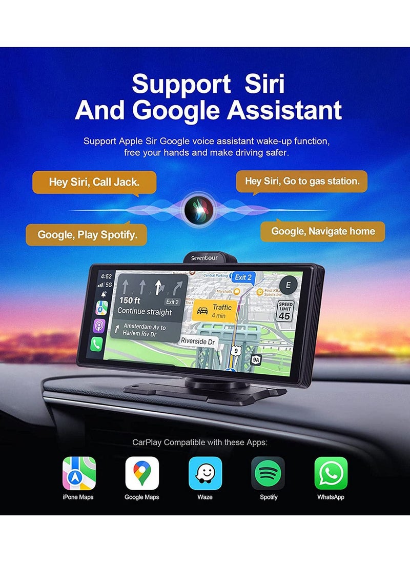 OULIYO - Wireless Apple Carplay Car Stereo,Portable 10.26 Inch Touch Screen Android Auto,4K Dash Cam,1080p Backup Camera DVR,Drive Mate Carplay Navigation with Mirror Link/Siri/FM/Bluetooth - Image 1