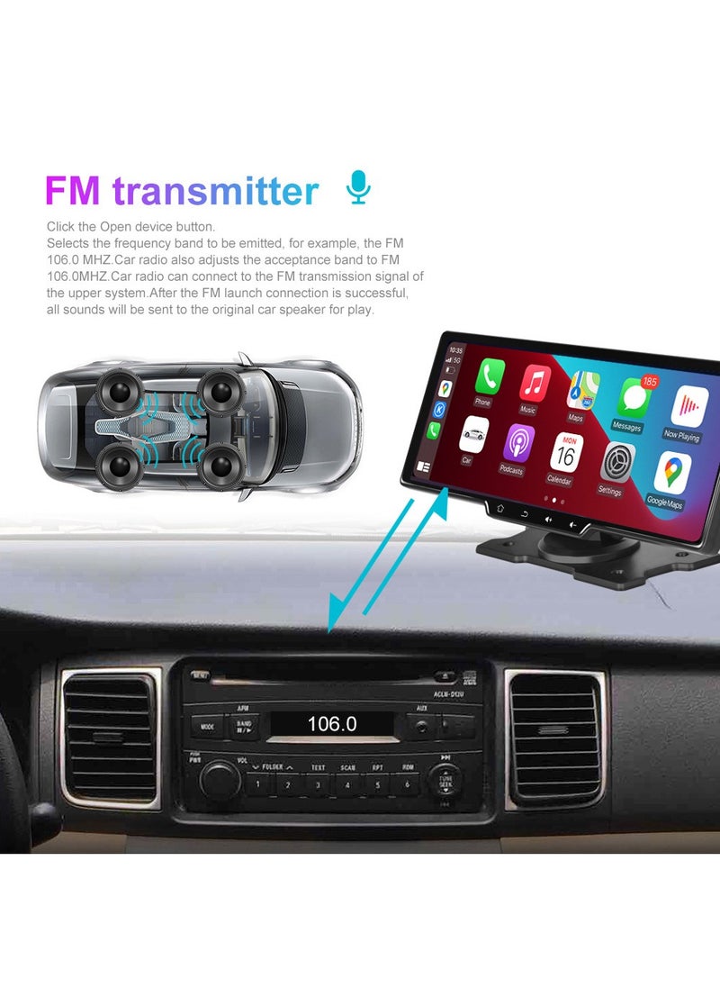 OULIYO - Wireless Apple Carplay Car Stereo,Portable 10.26 Inch Touch Screen Android Auto,4K Dash Cam,1080p Backup Camera DVR,Drive Mate Carplay Navigation with Mirror Link/Siri/FM/Bluetooth - Image 1