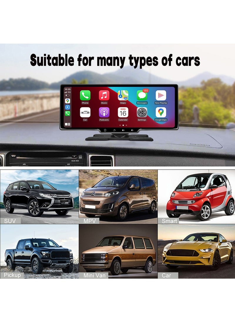 OULIYO - Wireless Apple Carplay Car Stereo,Portable 10.26 Inch Touch Screen Android Auto,4K Dash Cam,1080p Backup Camera DVR,Drive Mate Carplay Navigation with Mirror Link/Siri/FM/Bluetooth - Image 1
