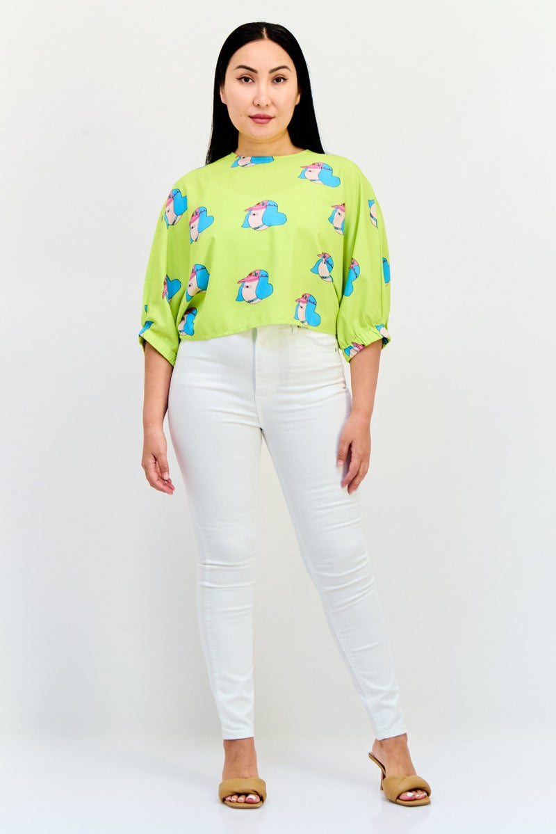 ONLY Women Round Neck Short Sleeve Graphic Print Top, Multicolor - Image 4