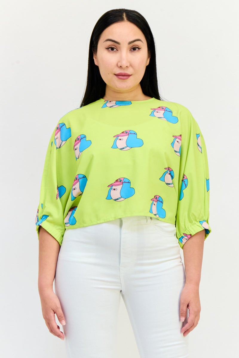 ONLY Women Round Neck Short Sleeve Graphic Print Top, Multicolor - Image 1