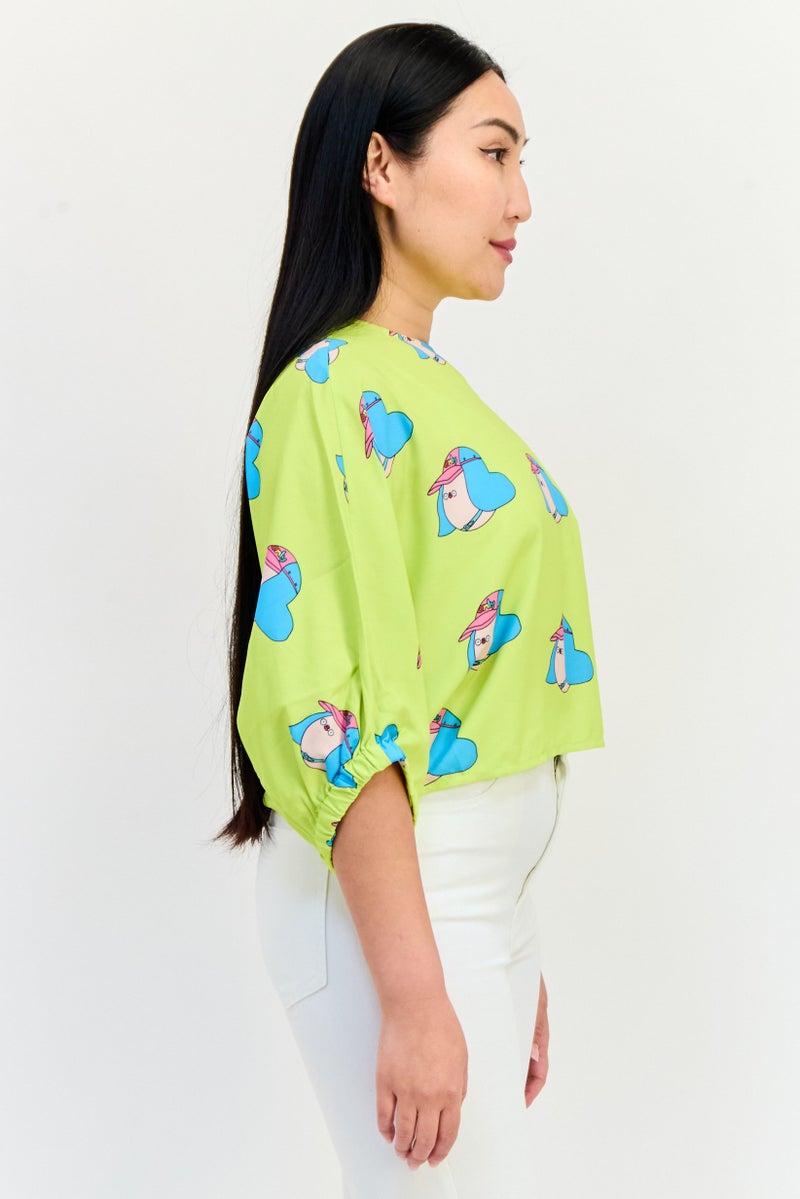 ONLY Women Round Neck Short Sleeve Graphic Print Top, Multicolor - Image 3