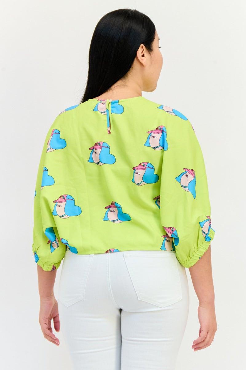 ONLY Women Round Neck Short Sleeve Graphic Print Top, Multicolor - Image 2