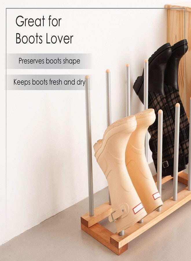 INNOKA 6 Pairs Birch Wood Boot Rack Free Standing Organizer, Easy to Assemble, Wooden & Aluminum Shoes Storage Holder for Tall Knee-High, Hiking, Riding, Rain in Closets & Entryways - Image 3