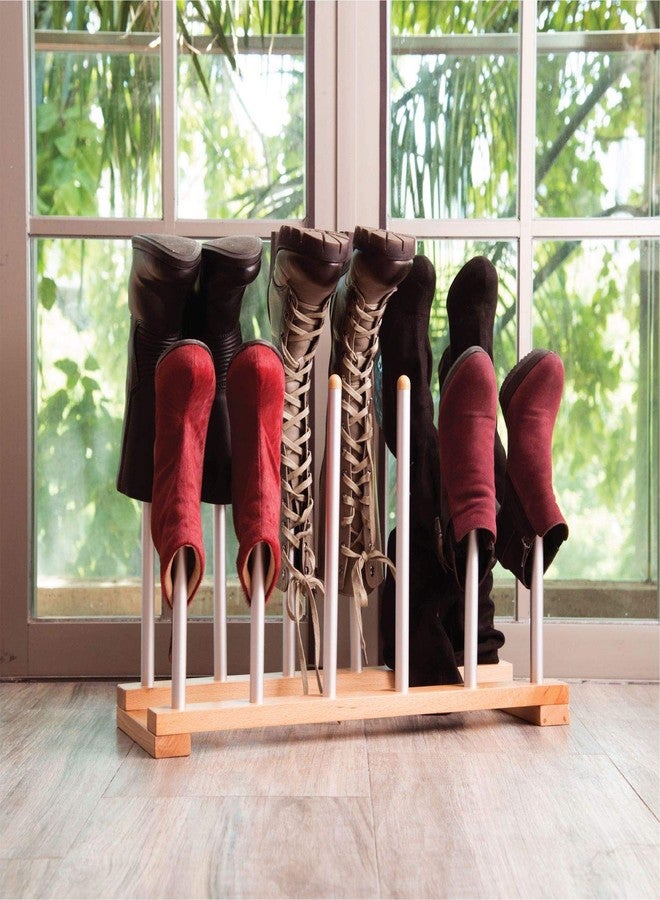INNOKA 6 Pairs Birch Wood Boot Rack Free Standing Organizer, Easy to Assemble, Wooden & Aluminum Shoes Storage Holder for Tall Knee-High, Hiking, Riding, Rain in Closets & Entryways - Image 5