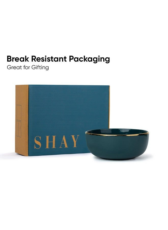 Shay Ceramic Serving Bowls Set, 1000ml, 2 Piece, Teal Gold | Glossy Finish | Premium Ceramic Bowls | Bowl Sets | Ceramic Bowl (Teal Gold, Medium Bowls. 2 pc) - Image 4