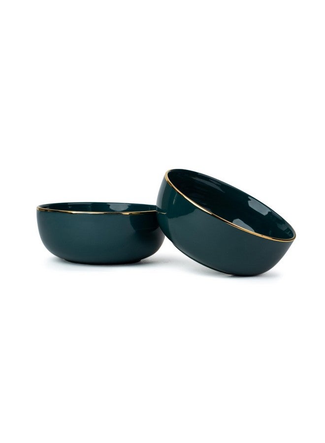 Shay Ceramic Serving Bowls Set, 1000ml, 2 Piece, Teal Gold | Glossy Finish | Premium Ceramic Bowls | Bowl Sets | Ceramic Bowl (Teal Gold, Medium Bowls. 2 pc) - Image 5