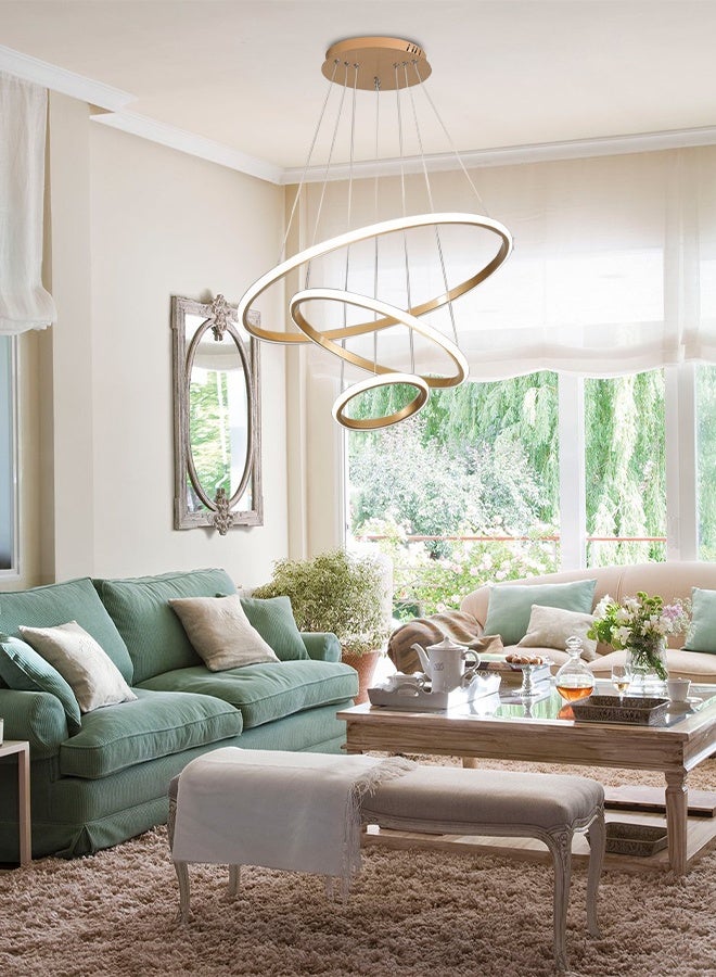 LED circular lighting fixtures, round ceiling modern chandeliers, pendant lights suitable for bedrooms, living rooms and dining areas, ceiling lights - Image 3