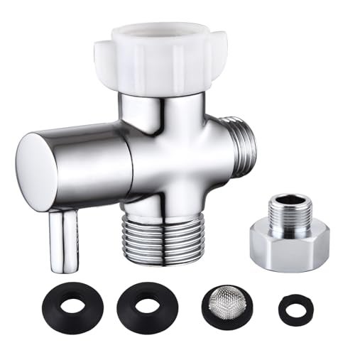 YRDL Bidet T Adapter with Shut off Valve,Metal T Valve for Bidet 7/8” X 7/8” X 1/2”or 3/8”,Tee Connector Bidet Attachment for Toilet… - Image 1