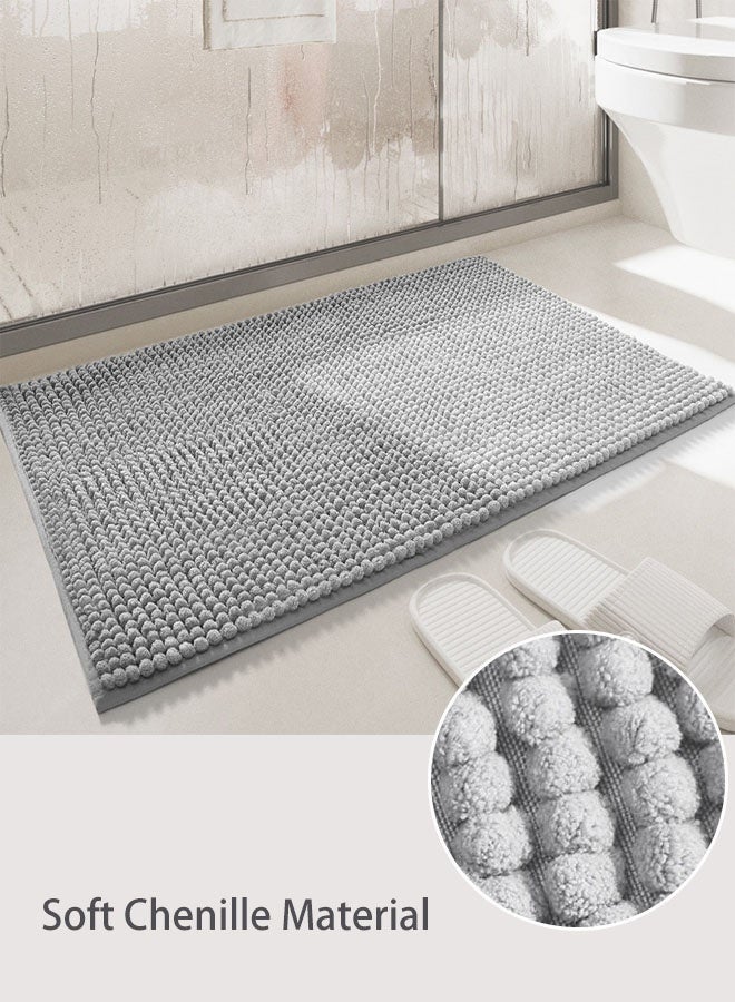 Hanayo 2 Pcs Bath Mat Quickly Absorb Water Non-Slip Soft Chenille Bathroom Mat Fast Drying Bath Rug for Bathroom Toilet Bedroom Kitchen 40x60cm(Grey) - Image 4