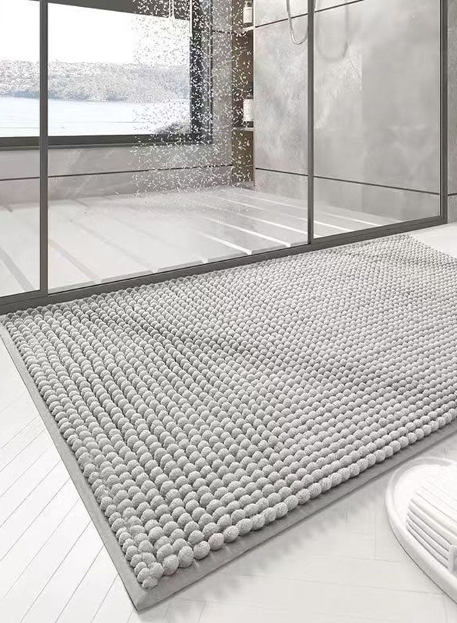 Hanayo 2 Pcs Bath Mat Quickly Absorb Water Non-Slip Soft Chenille Bathroom Mat Fast Drying Bath Rug for Bathroom Toilet Bedroom Kitchen 40x60cm(Grey) - Image 3