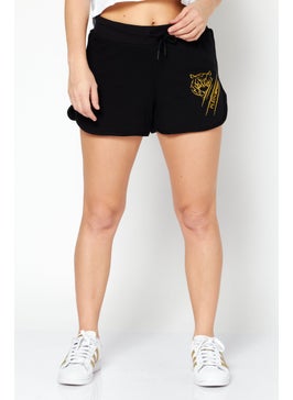 Plein Sport Women Sportswear Fit Brand Logo Basic Short, Black  - Image 1