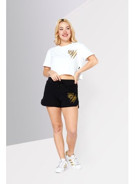 Plein Sport Women Sportswear Fit Brand Logo Basic Short, Black  - Image 3