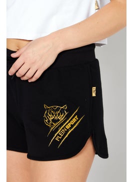 Plein Sport Women Sportswear Fit Brand Logo Basic Short, Black  - Image 2