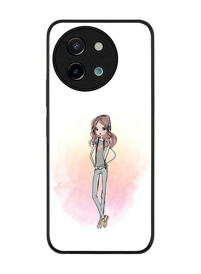 Stylizedd Rugged Black edge case for Vivo Y38 / Vivo Y58 / Vivo Y200i /Vivo T3x, Slim fit Soft Case Flexible Anti Drop TPU Gel Thin Cover - Girl Next Door - Image 1