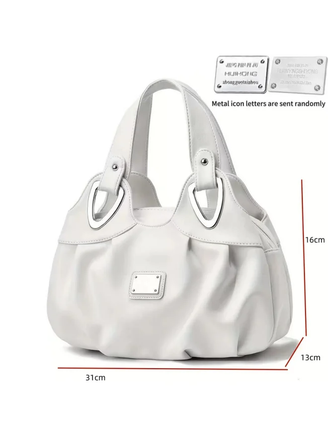 Take Two White Dual Handle Zip Closure Handbag