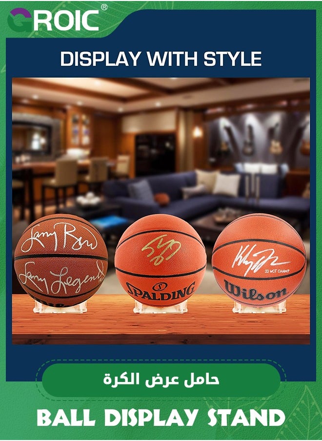 GROIC 2 Pcs Acrylic Basketball Stand Football Stand Soccer Ball Stand - Sleek Anti-Slip Design | Basketball, Soccer, Football Holders for Display | Football Display, Soccer Display & Basketball Display  - Image 3