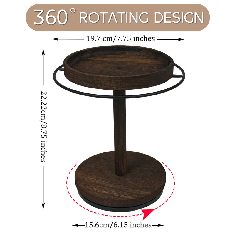 LingLingo Sunglasses Organizer 360Â° Rotating Eyeglass Holder Stand with Wood Tray and Base, Eye Glass Display Rack for Multiple Sunglass Storage for Table Dresser Nightstand Desk - Image 4