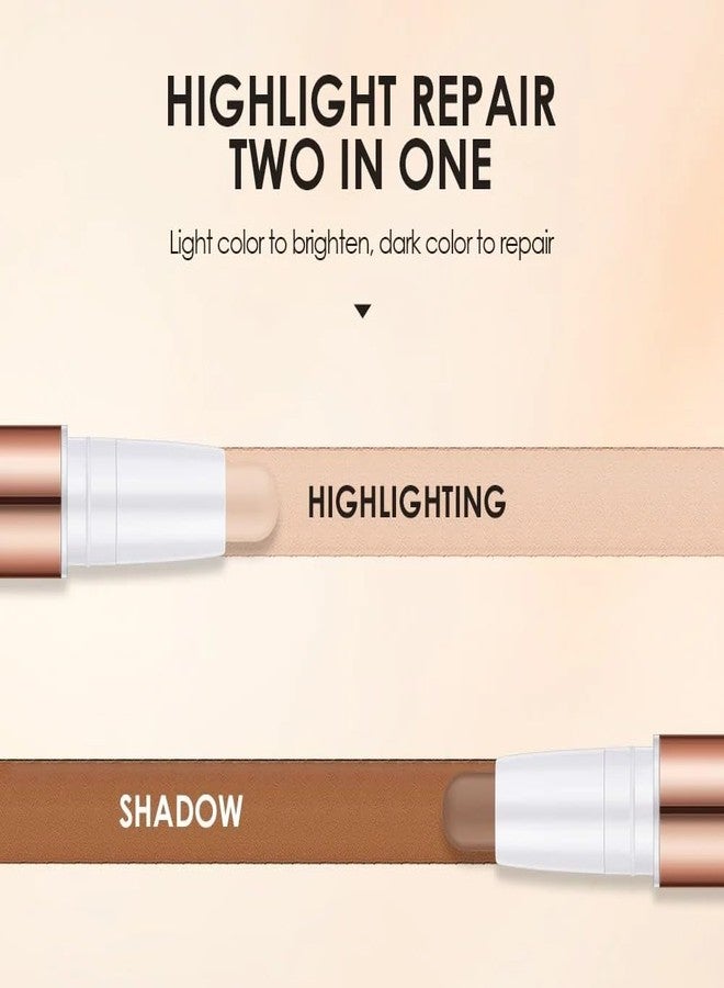 COSLUXE O TWO O 2 Color Dual Cream Contour Stick, Highlighter, Contour Bronzer Stick, Long Lasting & Waterproof Contour Sticks Makeup Kit for Brighten Make up (01 - Fair + Light brown) - Image 5