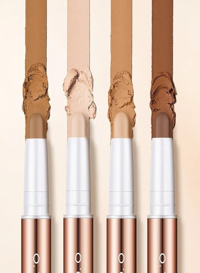 COSLUXE O TWO O 2 Color Dual Cream Contour Stick, Highlighter, Contour Bronzer Stick, Long Lasting & Waterproof Contour Sticks Makeup Kit for Brighten Make up (01 - Fair + Light brown) - Image 2