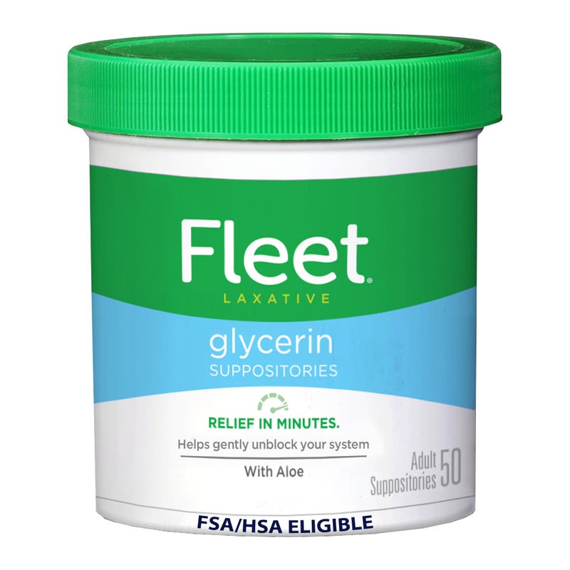 Fleet Laxative Glycerin Suppositories for Adult Constipation, Adult Laxative Jar Aloe vera, 50 Count - Image 1