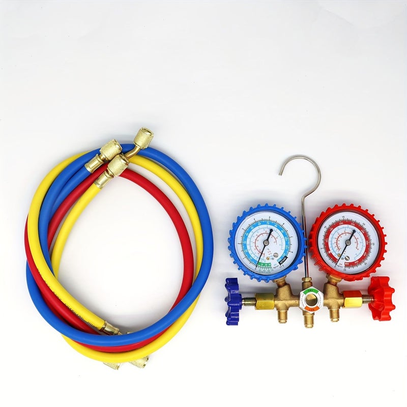 مجموعة مقاييس مشعب تكييف الهواء لغازات التبريد R12 R22 R134A R502، عدة أدوات مع خراطيم، الموديل JFB25SET - Image 5