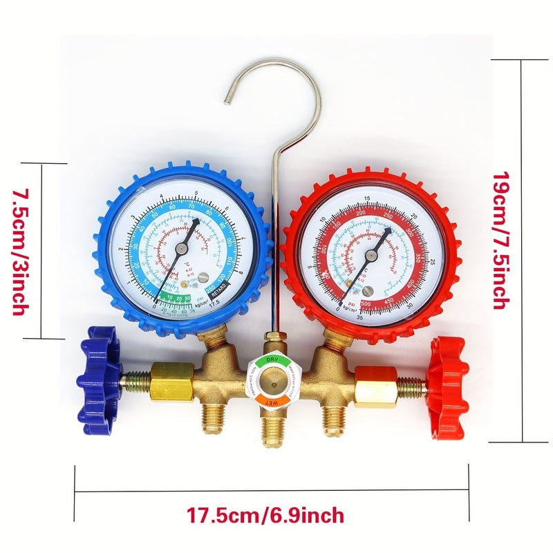 مجموعة مقاييس مشعب تكييف الهواء لغازات التبريد R12 R22 R134A R502، عدة أدوات مع خراطيم، الموديل JFB25SET - Image 2