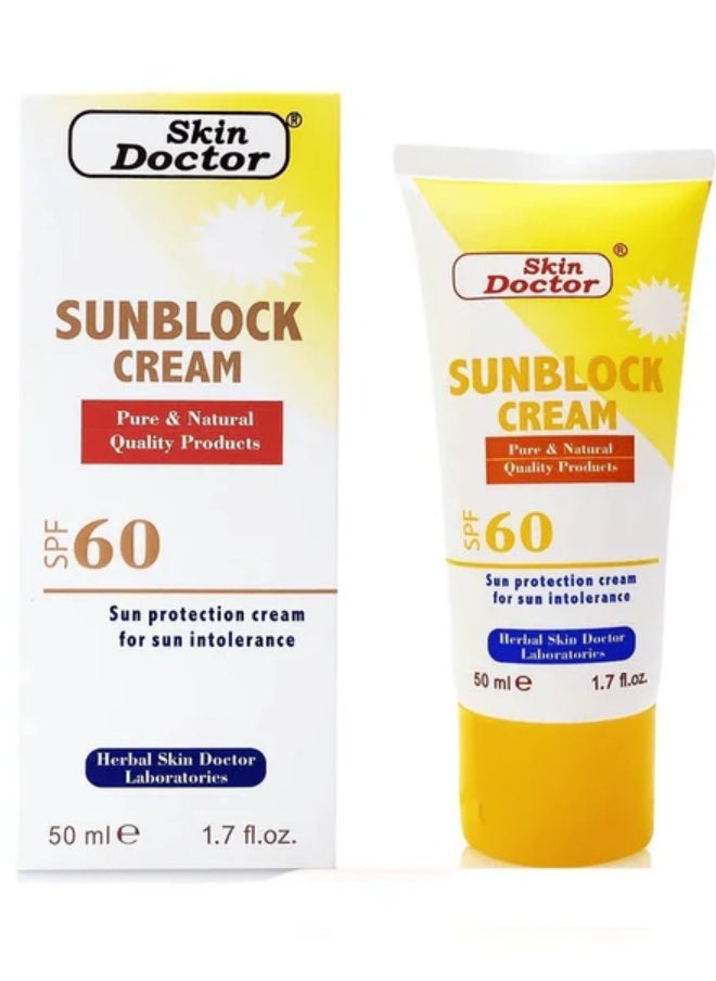 Skin Doctor Two Pieces Of Sunblock Cream Pure And Natural SPF60 - 50x2 ml  - Image 2