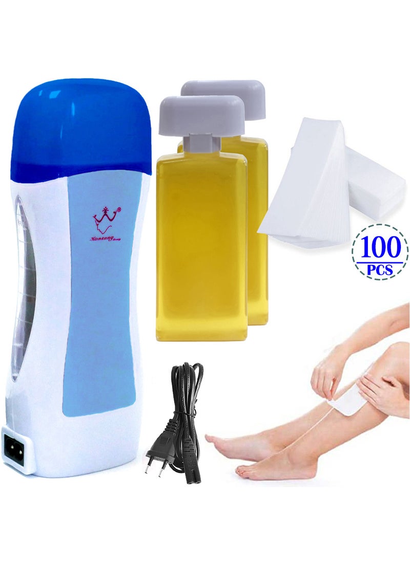 Konsung Beauty - 1Pcs Wax Heater 2Pcs Wax Cartridge 100Pcs Depilatory Paper Epilator Set - Image 1