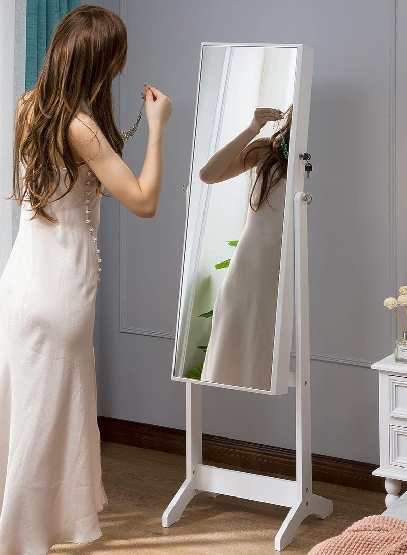 COMFY LOCKABLE WHITE JEWELLERY CABINET MIRROR - Image 1