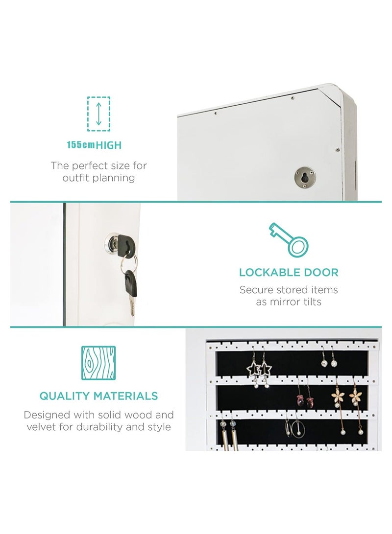 COMFY LOCKABLE WHITE JEWELLERY CABINET MIRROR - Image 3