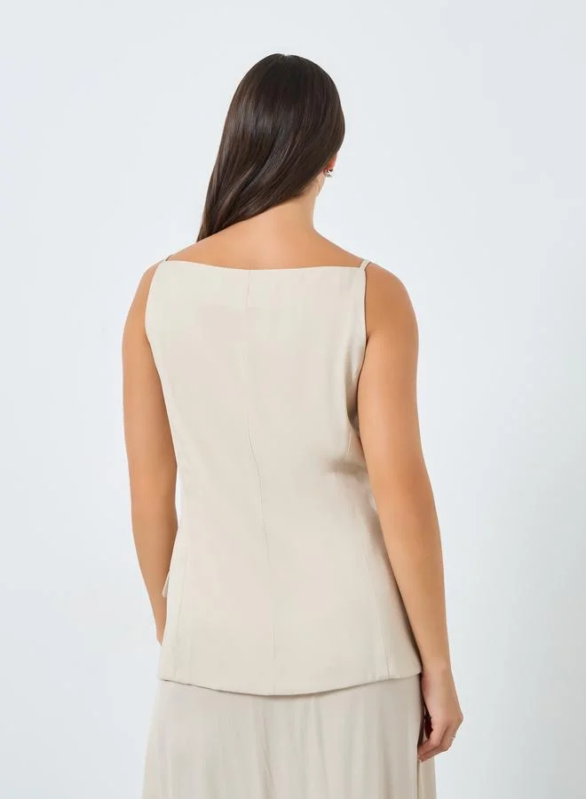Styli Styli Strappy Square Neck Buttoned Top