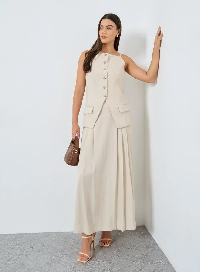 Styli Styli Strappy Square Neck Buttoned Top