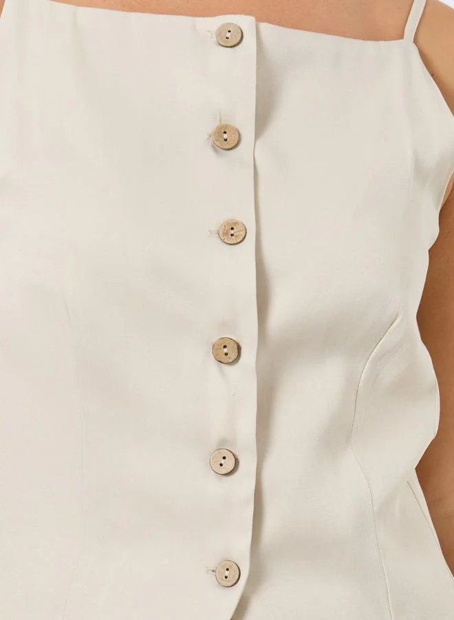 Styli Styli Strappy Square Neck Buttoned Top