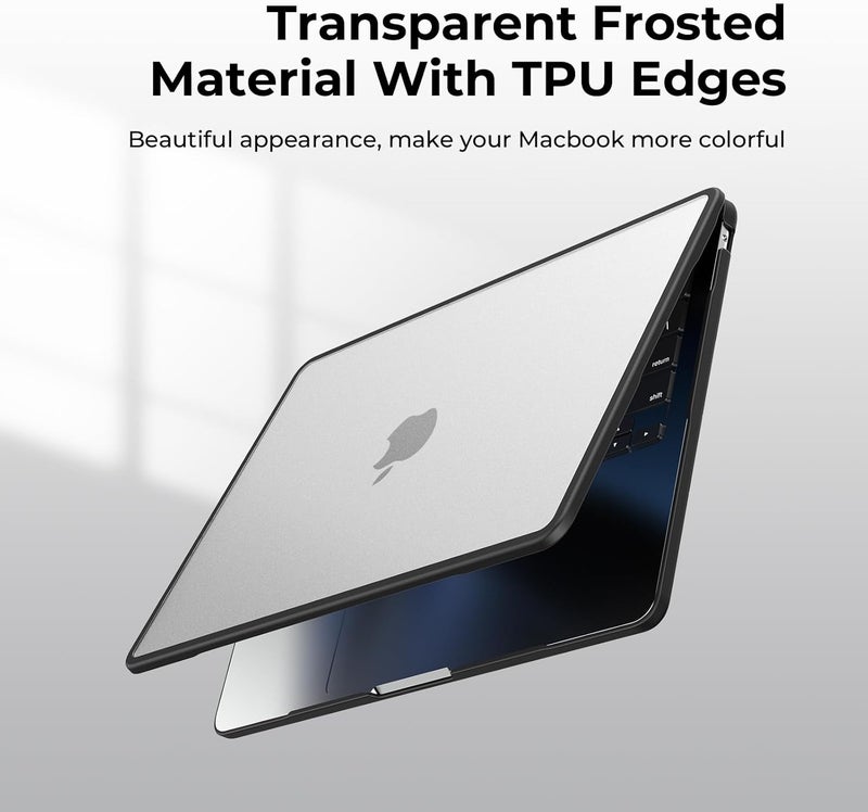 BlueSwan غلاف صلب متوافق مع MacBook Air مقاس 13 بوصة M5 M4 M3 M2 2026 2025 2024 2022 A3449 A3240 A3113 A2681، مقاوم للتشقق، إطار TPU وقاعدة PC لـ Air مقاس 13.6 بوصة غطاء غير لامع - شفاف بلوري - Image 4