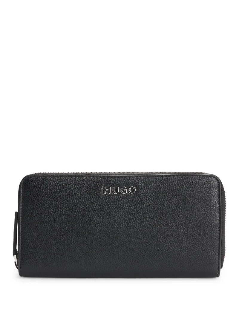 HUGO Faux-leather wallet with embossed grain