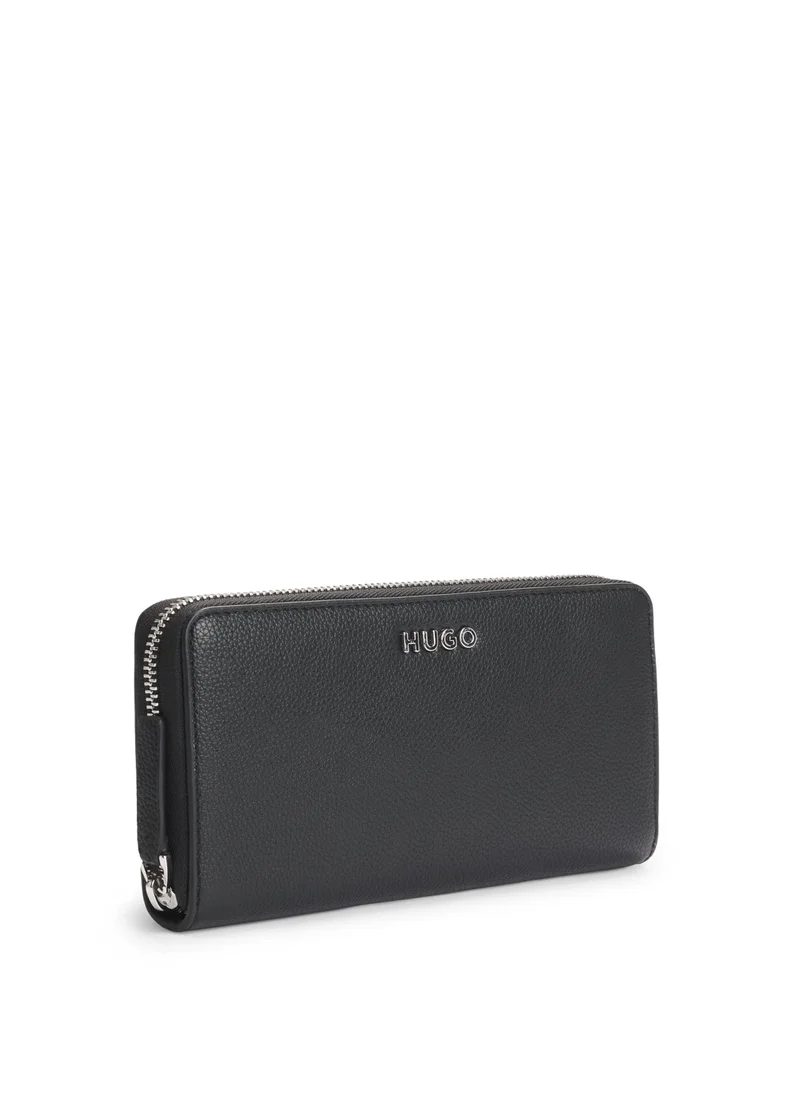 HUGO Faux-leather wallet with embossed grain