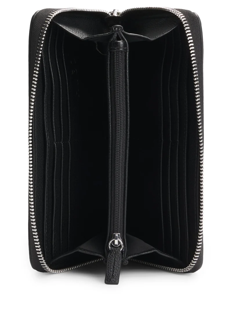 HUGO Black Faux-leather wallet with embossed grain for Women | Best Price UAE