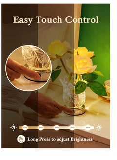 SYOSI Flower Lamp Touch Lamp, Dimmable Table Lamp Rose Lamp, Rechargeable Cordless Lamp, Artificial Flower Lamp with Glass Vase, Small Lamp for Bedroom Bedroom Living Room, Birthday Gifts for Her  - Image 2