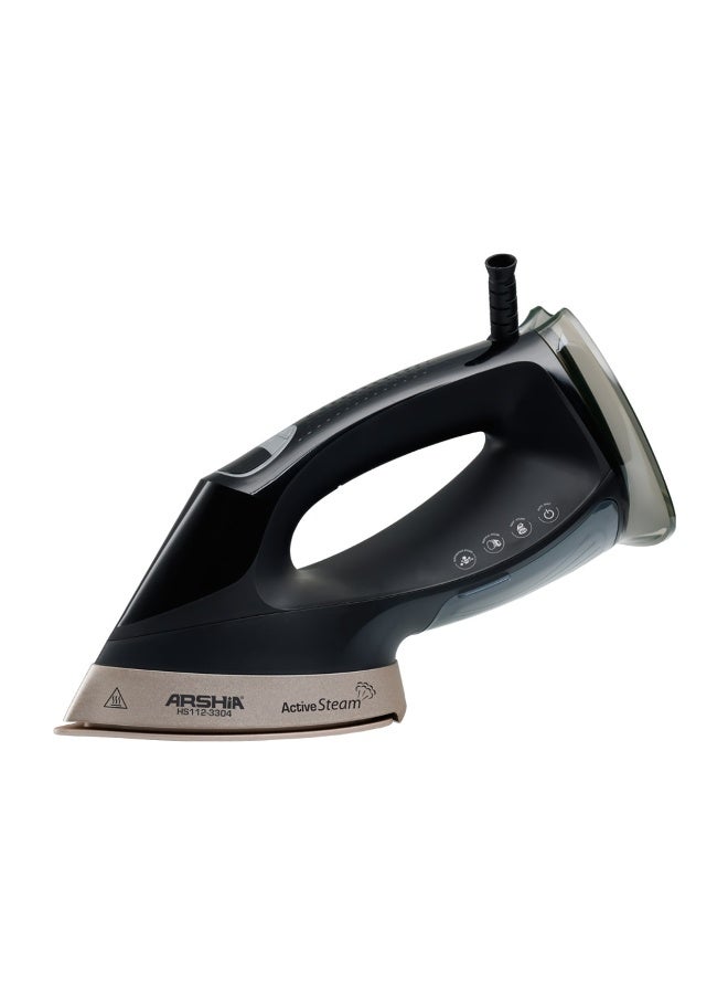 Arshia Steam Iron – 2400W – Black & Gold – Active Steam Function - Image 1