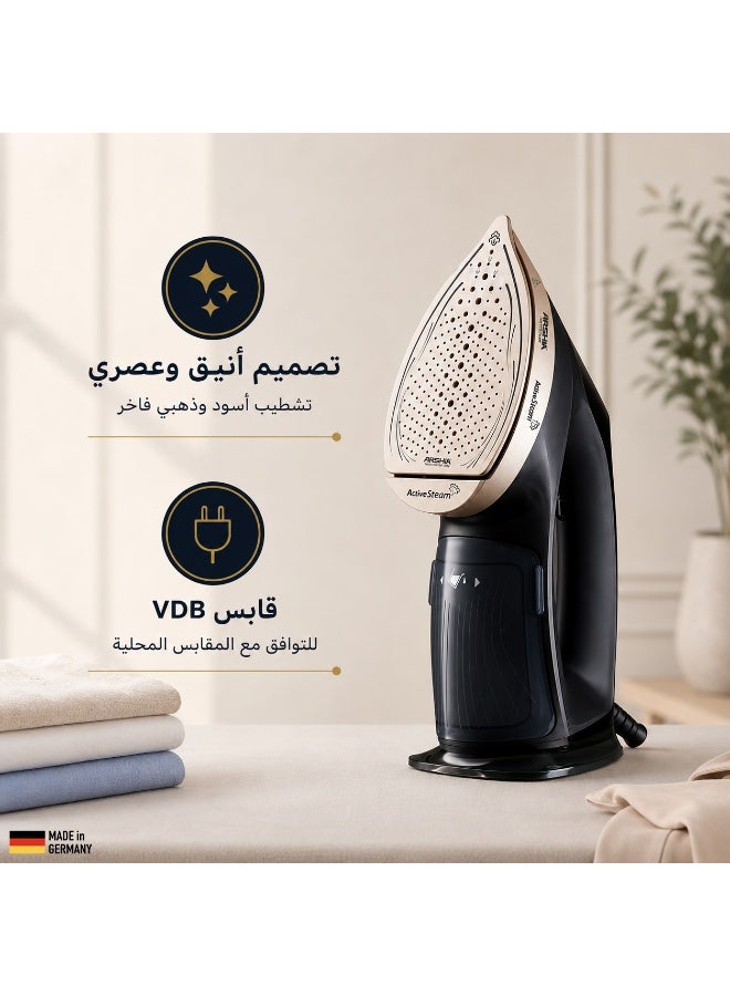 Arshia Steam Iron – 2400W – Black & Gold – Active Steam Function - Image 4