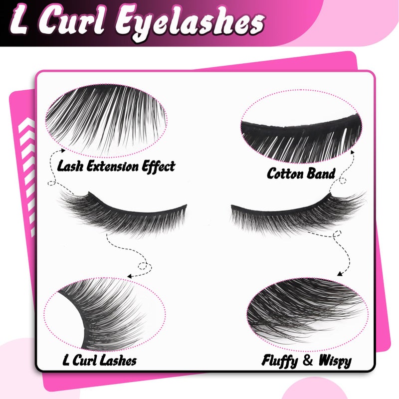 Veleasha Fox Eye Lashes L Curl Fluffy False Eyelashes 5 Pairs Pack Bratz Cat Eye Lashes Wispy & Lightweight Fake Eyelashes for Doll Eyes Makeup (Foxy 04) - Image 2