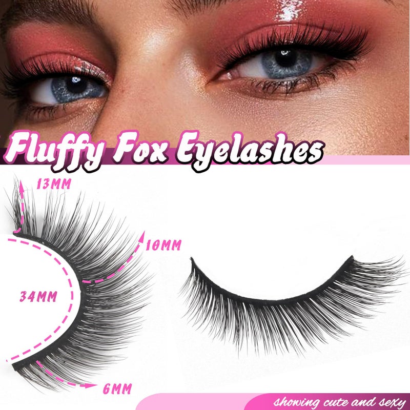 Veleasha Fox Eye Lashes L Curl Fluffy False Eyelashes 5 Pairs Pack Bratz Cat Eye Lashes Wispy & Lightweight Fake Eyelashes for Doll Eyes Makeup (Foxy 04) - Image 3