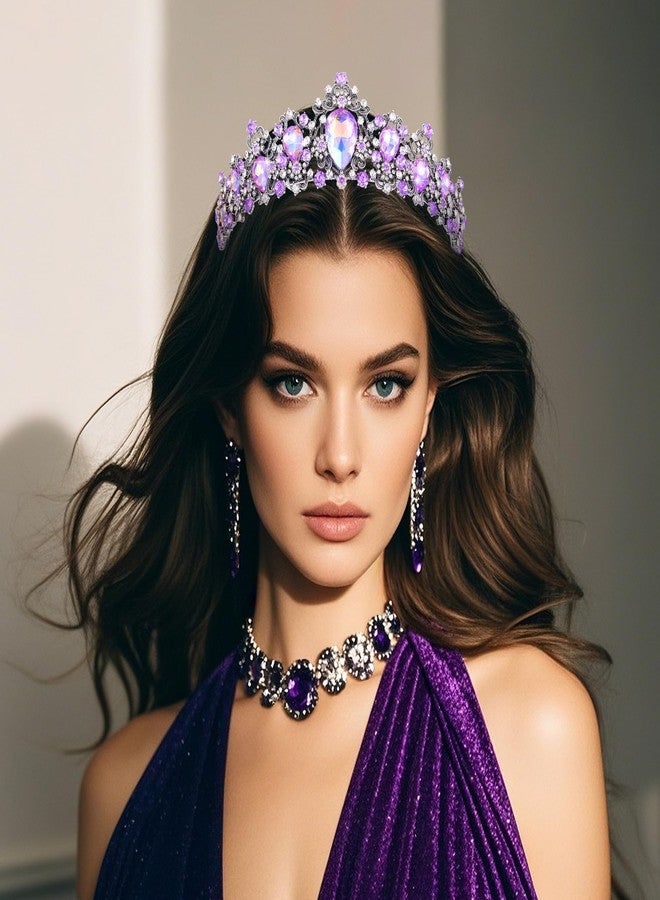 Kamirola Crowns for Women Wedding Tiaras for Women Queen Crowns Crystal Tiaras Crowns Wedding Tiaras for Womens or Girls Birthday Prom Pageant Party halloween Chrismas (TR05) (Black & Purple) - Image 4