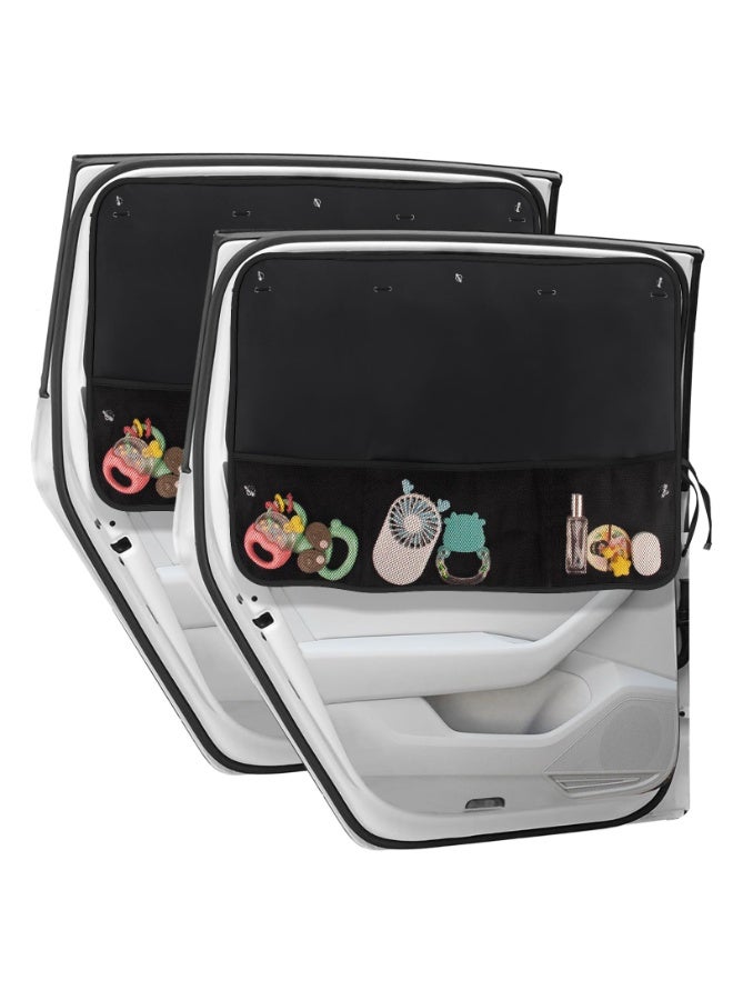 Bukela Car Sun Shade Side Window, 2 Pcs Blackout Car Window Shade for Baby Privacy with Storage Net Pockets Car Curtains 7 Suction Cups for Heat/UV Protection Sun Block Covers - Image 1