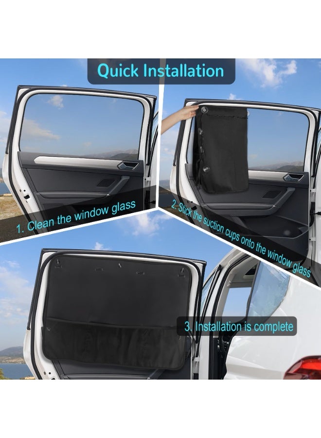 Bukela Car Sun Shade Side Window, 2 Pcs Blackout Car Window Shade for Baby Privacy with Storage Net Pockets Car Curtains 7 Suction Cups for Heat/UV Protection Sun Block Covers - Image 5